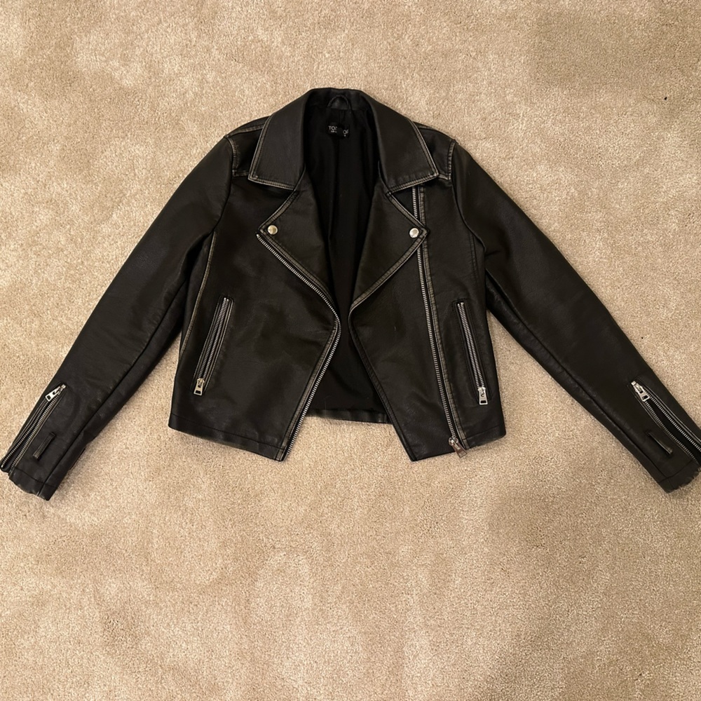 Topshop black leather jacket - Picture 1 of 2